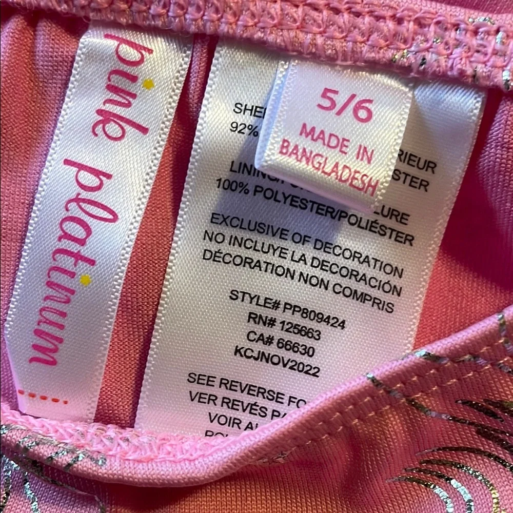 NWT Pink Platinum Unicorn Bikini Set Punk and Silver 5/6 Beach Travel Pool‎